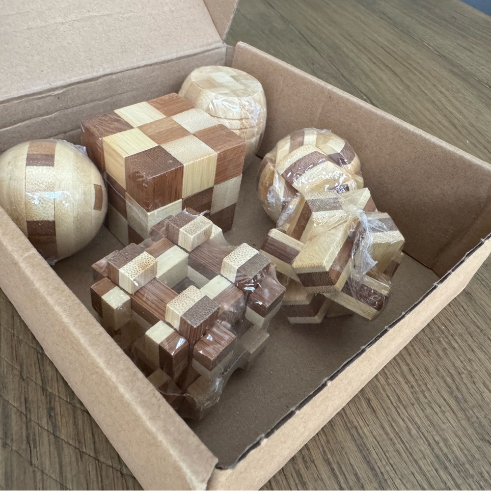 NEW! IQ Wooden Puzzles. Qty. 6 (Perfect for students or elder adults)